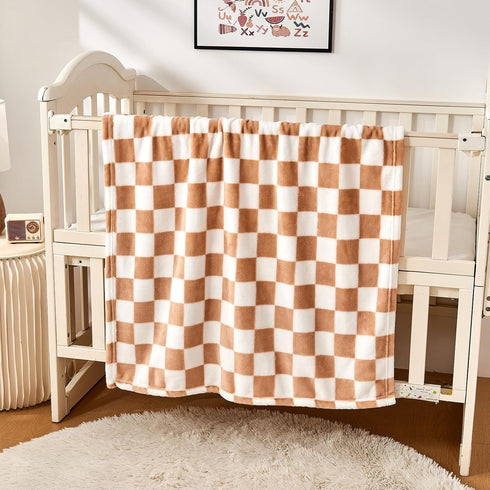 Checkered Baby Blanket Fleece Baby Blankets neutral for Boys Girls, Super Soft Warm Lightweight Infant Toddler Newborn Receiving Blankets for Crib...