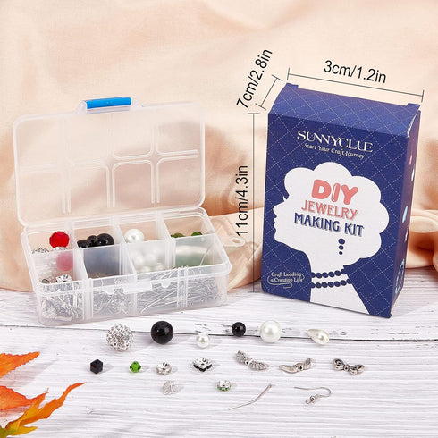 SUNNYCLUE 1 Box DIY 10 Pairs Christmas Themed Handcraft Snowman Earrings Making Kit Angel Wing Beads for Jewelry Making Czech Faceted Glass Bead F...