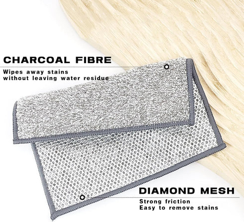 3 Pcs Upgraded Non Scratch Wire Dishcloth, Double-Sided Bamboo Charcoal Wire Miracle Cleaning Cloths, Reusable Multipurpose Wire Dishwashing Rags ...