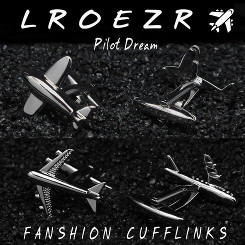 Men's Cufflinks Aircraft Unique Design Tuxedo Shirt Cuff Links Sets for Wedding Business, With Gift Box, 2 Pairs...