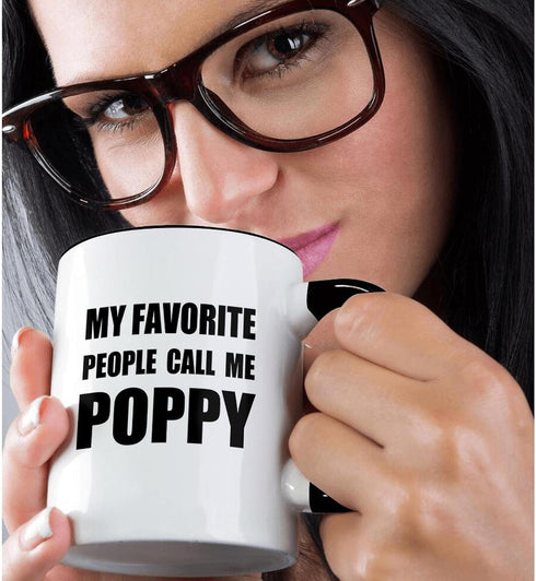 3dRose mug_232518_4 "My Favorite People Call Me Poppy - fun black text design for grandpa" Two Tone Mug, 11 oz, Black...