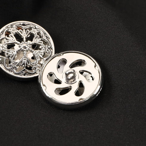 20pcs Clothes Button 25mm Fashion Hollow Flower Alloy Round Shaped Sewing Button for Men Women Blazer Coat Uniform Shirt and Jacket Silver...