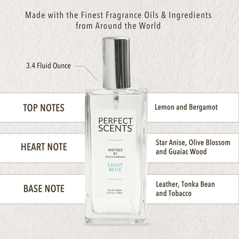 Fragrances | Inspired by D&G’s Light Blue | Women’s Eau de Toilette | CLEAN, Vegan, Paraben, Phthalate Free | Never Tested on Animals | 3.4 Fl Oz...