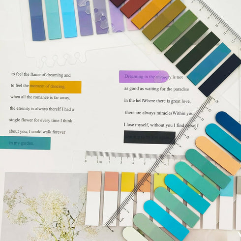 3800 PCS Sticky Tabs Page Markers Sticky Index Tabs, DaKuan Transparent Sticky Notes with Ruler for Page Marking, Document categorization, Index M...