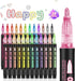 Double Line Outline Markers, 24 Colors Self-Outline Metallic Markers Super Squiggles Shimmer Outline Marker Set for Drawing, Birthday Greeting Car...