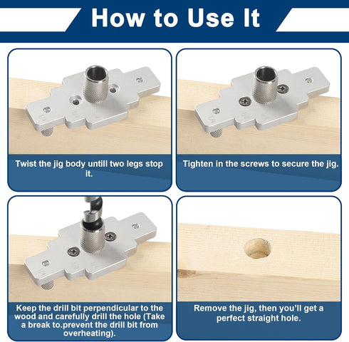 Floating Shelf Bracket Dowel Jig Kit with 1/2" x 9" Drill Bit, Self Centering Straight Hole Drill Guide for Installing Floating Shelf Hidden Brack...