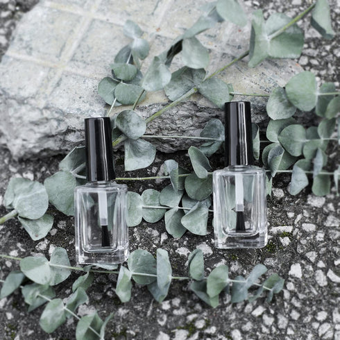 6PCS Empty Nail Polish Bottles with Funnel, Empty Fingernail Polish Bottles Glass Rectangle with Brush & Mixing Balls Black (15ML)...