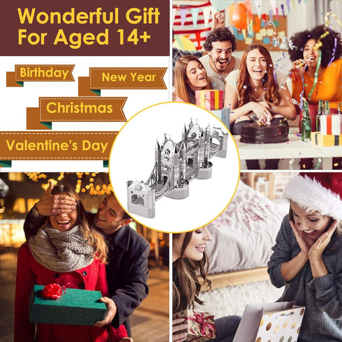 Piececool 3D Puzzles for Adults, London Tower Bridge Metal Models Kit, Famous Landmarks Architecture Building Blocks Models Kits, DIY Craft Toys G...
