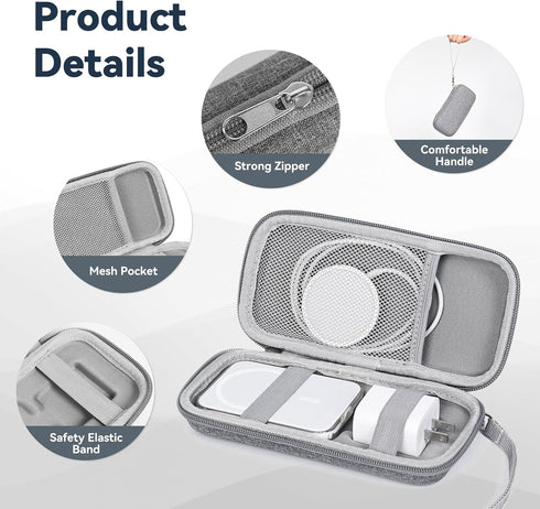 Case Compatible with Apple MagSafe Battery Pack, Hard Travel Case for MagSafe Magnetic Power Bank for iPhone 14/13/12, Extra Mesh Pocket Fits Powe...