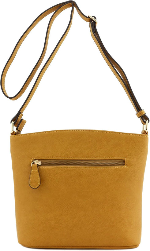 FashionPuzzle Triple Zipper Pocket Medium Crossbody Bag...