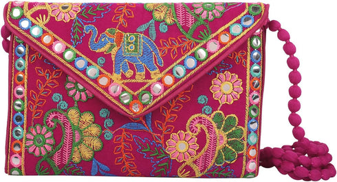 Craft Trade Clutch Bags for Women - Rajasthani Hand Embroidered Mini Crossbody Bag Women's Cluches for Wedding Party Gifts...