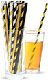 Black and Gold Straws - Great for Gold Party Decorations, Graduation, Bachelorette, Wedding, New Years Eve Parties - 125 Biodegradable Disposable ...