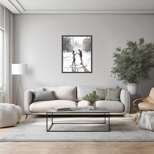 Posterizer 1 pcs-couple's exchanging love on snowy Valentine's day -2-Romantic Art-Holiday Poster Collection-Gift for Couples boyfriend girlfriend...