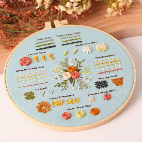 Harimau 4P Beginner Embroidery Kit,Natural Landscape Pattern,Cross Stitch Kits, Including Stamped Embroidery Cloth with 2 Embroidery Hoops, Multic...