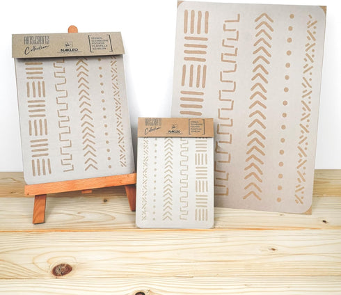 DIY Reusable Plastic STENCIL // A3 A4 A5 Mudcloth Elements #2 // Craft - Furniture - Scrapbooking - Decoupage (A4)...