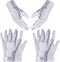 SATINIOR 3 Pairs Sequin Gloves Silver Glitter Gloves Sequin Dance Gloves for Skating Dressing Accessory...