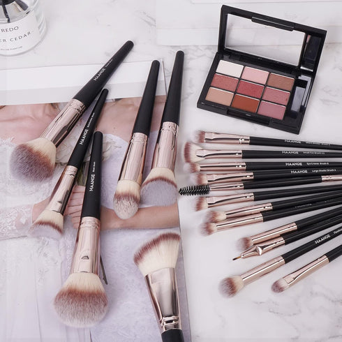 Makeup Brushes, MAANGE 18 Pcs Professional Makeup Brush Set Premium Synthetic Face Kabuki Brush Kit Foundation Blush Powder Eyeshadow Brushes Set...