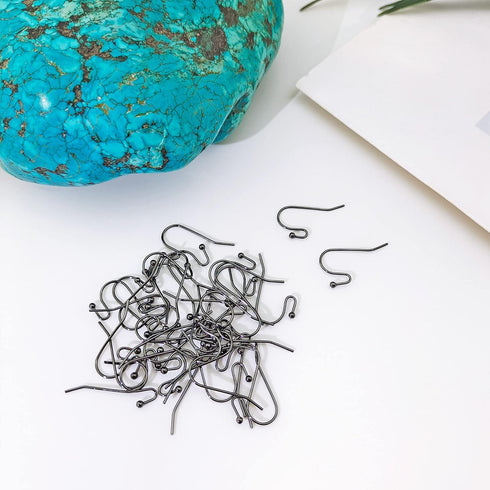 100 Pairs Gun Black Color Earwires Ball Dot French Earring Hooks/Dangle Earring Findings Jewelry Making DIY (EH-1006-G1)...