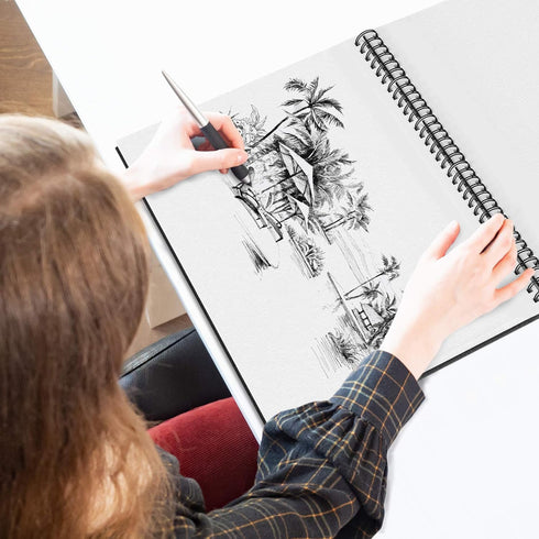 Artist’s Sketchbook Hardcover – 200GSM Very Thick Paper – Large, Spiral Sketch Book for Drawing and Mixed Media – Sketch Pad, Art Book - 11.4 x16....