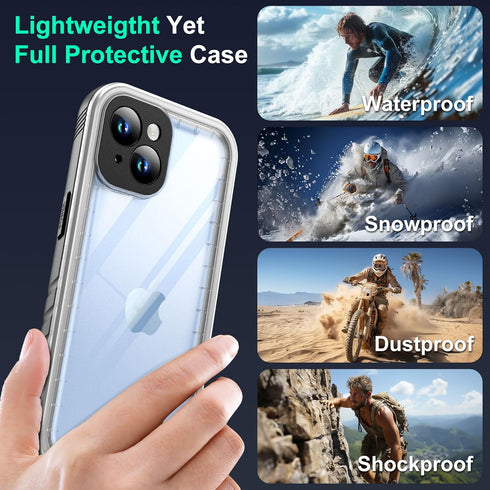 SOKUSIN for iPhone 14 Case Waterproof - Shockproof Drop Dust Proof Clear Phone Case with Screen & Camera Protector, Full Body Rugged Protective Co...