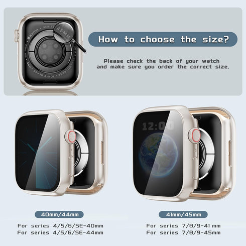 Waterproof Privacy Case Compatible with Apple Watch Series 9/8/7 41mm with Anti-peep Screen Protector, iWatch Face Cover Protective Bumper for iWa...