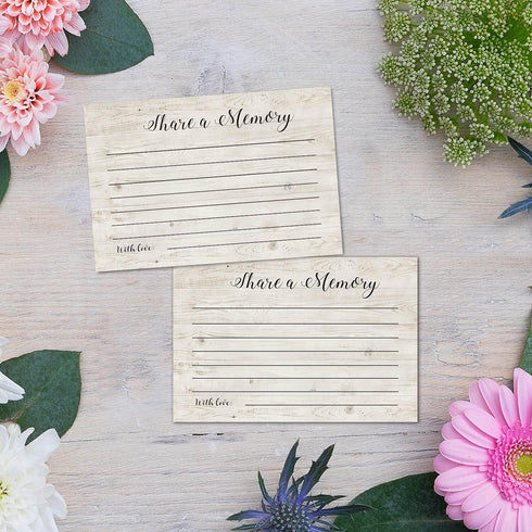 TENTADO Share A Memory Cards, 50 Rustic Wood Cards and Sign for Wedding, Birthday, Celebration of Life, Funeral, Retirement, Graduation, Life Memo...