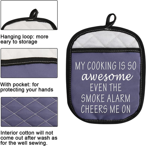 Funny Oven Pads Pot Holder with Pocket My Cooking is So Awesome Even The Smoke Alarm Cheers Me On (Cheers Me On)...