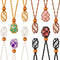 Hicarer 12Pcs Crystal Cage Necklace Holder Necklace Cord Empty Stone Holder Pendant Stone Holder Replacement Hand-woven Necklace Cord with Adjusta...