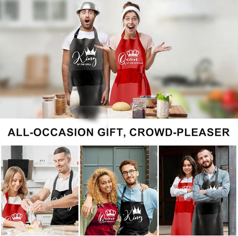 King Queen Apron Set Couple Aprons for Valentine's Day gifts His and Her Aprons for Couples...