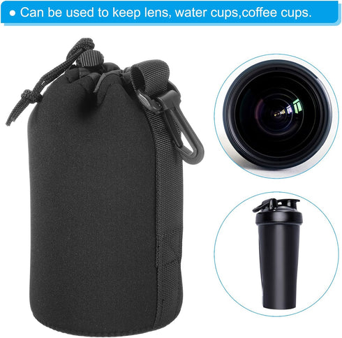 PATIKIL Camera Lens Bag, 3 Pcs 3.9" ID x 7.1" H Drawstring Lens Pouch with Thick Protective Neoprene, Lens Case for DSLR Camera Lens, Water Coffee...