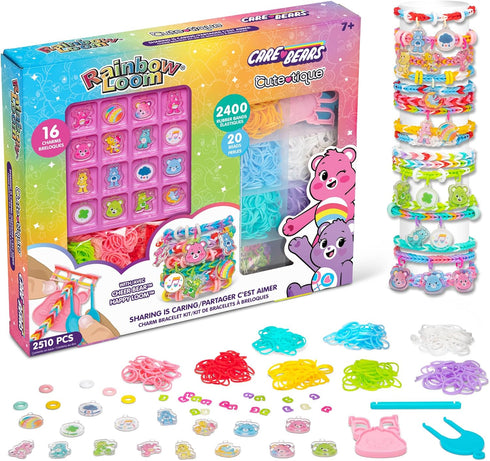 Rainbow Loom: Care Bears Cutetique: Sharing Is Caring -16 Charms, DIY Rubber Band Bracelet Kit, Exclusive Cheer Bear Loom, Jewelry Making, Kids Ag...