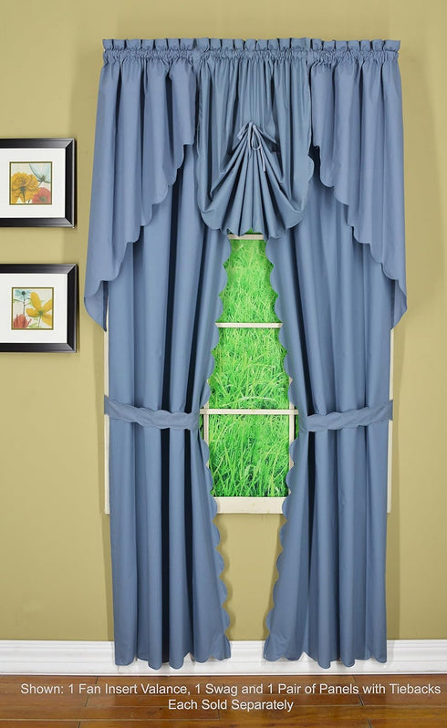 Today's Curtain, Orleans Scallop Curtain, Blue 72" Panel Pair and Tieback,4-Piece-Set, 60" W x 72" L, Blue...