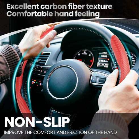 GSPSCN Universal Car Carbon Fiber Steering Wheel Cover Anti-Skid,Butterfly Steering Wheel Cover,Non-Slip Segmented Steering Wheel Protector,Fit fo...