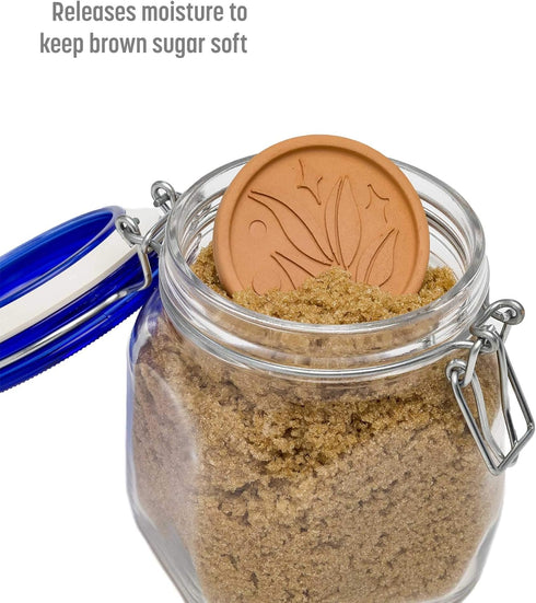 Goodful Brown Sugar Saver and Softener Disc with Elegant Leaf Design, Multiple Uses for Food Storage Containers, Reusable and Food Safe, Terracott...