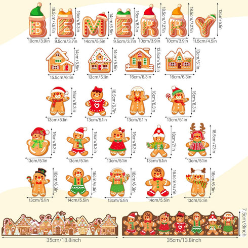Christmas Gingerbread Bulletin Board Classroom Decoration,Gingerbread Man House Cut-Outs for Winter Holidays Merry Christmas Party for Classroom O...