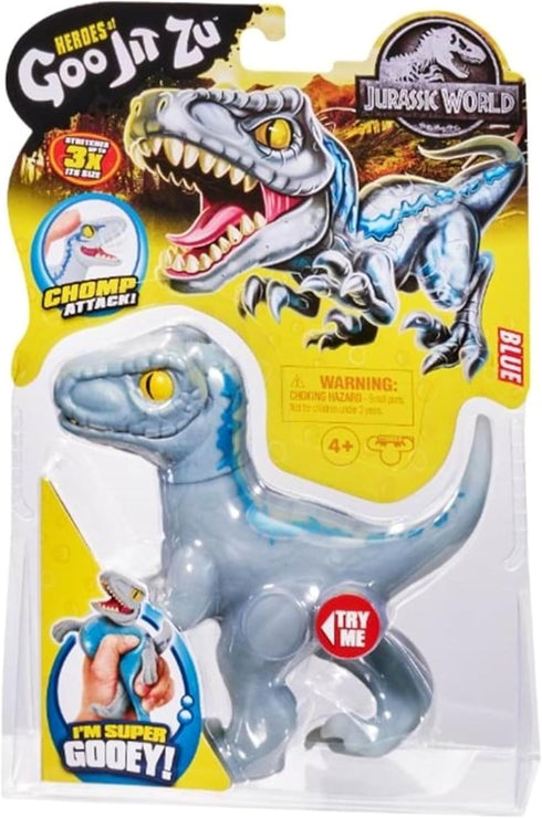 Heroes of Goo Jit Zu Jurassic World - Chomp Attack Stretch Blue Velociraptor Action Figure, Multicolor...