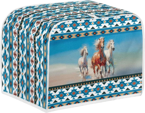 Southwest Horse 4 Slice Toaster Covers for Kitchen, Aztec Bread Maker Cover Washable Bread Toaster Cover Dust Greasy Protection, Decorative and An...
