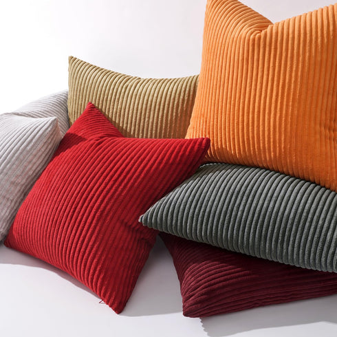 MIULEE Pack of 2 Corduroy Pillow Covers Soft Soild Striped Throw Pillow Covers Set Decorative Square Cushion Cases Pillowcases for Cushion Couch S...