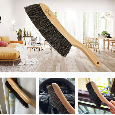 Horse Hair Brush Hand Broom Dusting Brush for Home Cleaning, Wood Handle Soft Brush Duster for Counter Furniture, Bed, Bench Fireplace,Car, Shop B...
