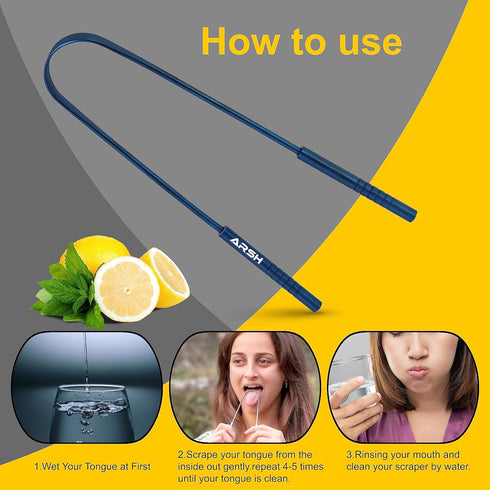 Arsh Tongue Scraper for Adults Stainless Steel Tongue Cleaner for Oral Care & Hygiene Tongue Cleaner for Men and Women Tongue Scrubber for Reduce ...