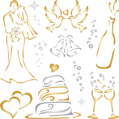 Wedding Stencil, 10 x 10 inch (M) - Decor Stencils for Painting Template...
