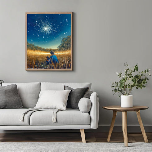 Posterizer 1 pcs-under the stars and moonlight cute poster -1-Astronomy & Celestial Art-Kids Room Art-Living Room Bedroom Decor- unframed wall art...