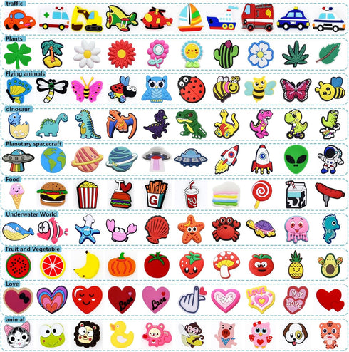 100 Pcs Different Style Pencil Topper Decoration,Cute PVC Different Pencil Charms Clip Designs for Boys and Girls,Cute School Supplies Classroom R...