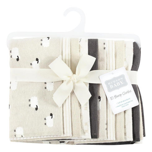 Hudson Baby Unisex Baby Flannel Burp Cloth 10pk, Taupe Sheep, One Size...