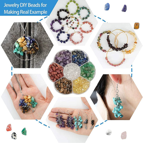 7 Chakra Natural Chip Stone,About 628 Pcs Irregular Gemstones Healing Crystal Loose Rocks Bead Hole Drilled DIY for Bracelet Jewelry Making Crafti...