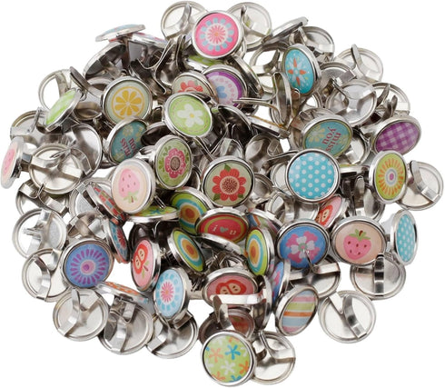 (100 Pieces) Metal Cute Decorative Brads (12mm) – Mixed Mini Small Round Head Brass Paper Fasteners with Split Pins for Scrapbooking, DIY Crafts, ...
