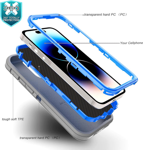 YmhxcY for iphone 14 Pro Case Shockproof Dropproof Dust-Proof Drop Proof 3-in-1 Durable Phone Case Heavy Duty Protection Phone Case Cover for Appl...
