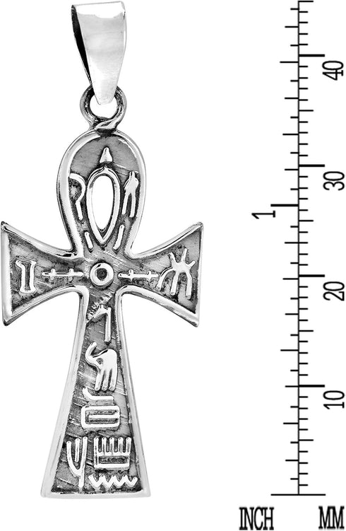 AeraVida Eternal ANKH Cross With Hieroglyphics .925 Sterling Silver Pendant | DIY Ankh Cross Charm for Men Accessories | Fashion Jewelry...
