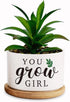 Grow Succulent Pots Without Plants Ceramic Planter You Grow Succulent Planter Pots with Bamboo Tray, Indoor Planter for Women, Girls, Daughter, Si...