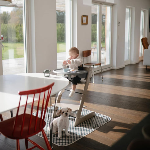 mushie Baby Splat Mat 42.5x42.5 Inch (Olive Check) | Water Resistant for Under High Chair and Infant Play...